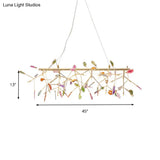 Modern Metal Led Island Light Fixture With Agate Accent Warm/White Branch Design Golden Pendant