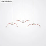 Modern Seagull Pendant Light: Led Metal Hang Lamp For Dining Room Pink / B