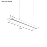 Modern Metal Led Pendant Lighting Silver Rectangular Hanging Ceiling Lamp With White Acrylic