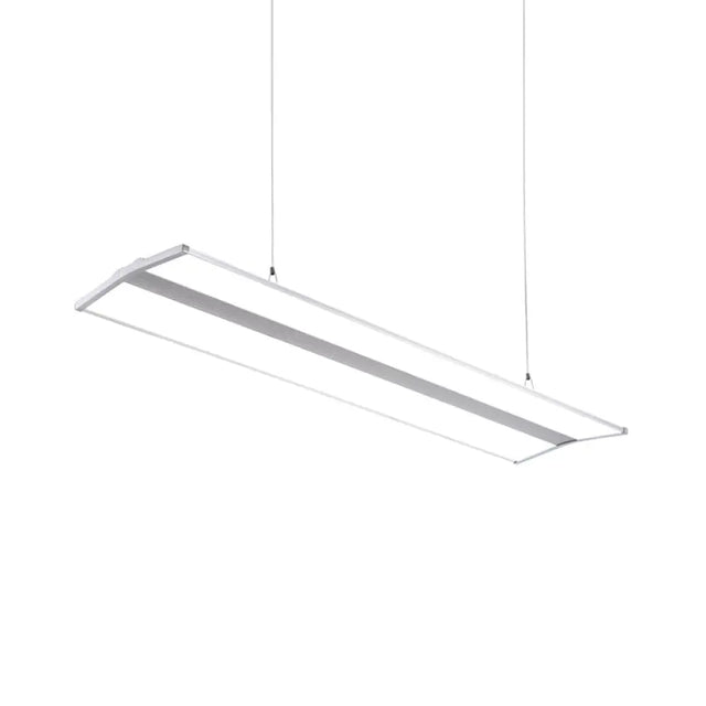 Modern Rectangular Led Pendant Light 23.5/47 Silver Ceiling Lamp Kit With White Acrylic Diffuser