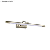 Modern Metal Led Restroom Wall Sconce In Nickel - Warm/White Light