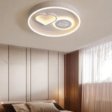 Modern Metal Led Round Flush Light In White/Brown For Living Room Ceiling - Warm/White Indoor