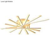 Modern Metal Led Semi Flush Mount Light Fixture For Living Room - 7 Lights