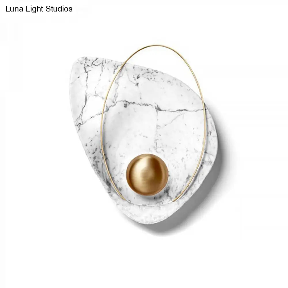 Modern Metal Led Wall Lamp: Resin Shell Shape Single Head White/Black Light