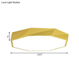 Modern Metal Octagon Ceiling Light Yellow/Green Led Flush Mount Lamp With Acrylic Diffuser -