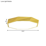 Modern Metal Octagon Ceiling Light Yellow/Green Led Flush Mount Lamp With Acrylic Diffuser -