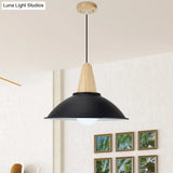 Modern Metal Pendant Light With Black Bowl Shade For Dining Room