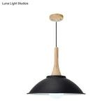 Modern Metal Pendant Light With Black Bowl Shade For Dining Room