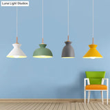 Modern Metal Pendant Light With Colorful Bowl Shade For Dining Table
