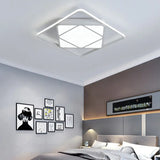 Modern Metal Rhombus Flush Mount Ceiling Light For Bedroom - Led White/Black Warm/White