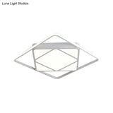 Modern Metal Rhombus Flush Mount Ceiling Light For Bedroom - Led White/Black Warm/White