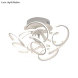 Modern Metal Semi Flush Ceiling Light - Twisted Strip Design 9/12 - Light White Led