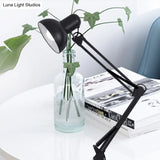 Modern Metal Shade Desk Lamp - Stylish Adjustable 1 Bulb Light For Bedroom Reading