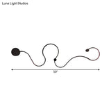 Modern Metal Snake-Like Wall Sconce Lighting - 25.5/50 W Led Mount Lamp In Black With Warm/White