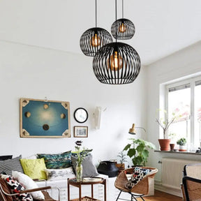 Modern Metal Sphere Pendant Light - 7-14’ Diameter 1-Light Black/White Ceiling Lamp Black / 7’