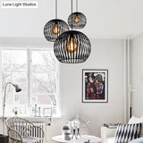 Modern Metal Sphere Pendant Light - 7-14’ Diameter 1-Light Black/White Ceiling Lamp