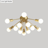 Modern Metal Sputnik Semi Flush Mount Ceiling Light – 8/12 Lights In White/Black/Gold For Living
