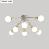 Modern Metal Sputnik Semi Flush Mount Ceiling Light – 8/12 Lights In White/Black/Gold For Living