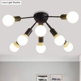 Modern Metal Sputnik Semi Flush Mount Ceiling Light – 8/12 Lights In White/Black/Gold For Living