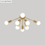 Modern Metal Sputnik Semi Flush Mount Ceiling Light – 8/12 Lights In White/Black/Gold For Living