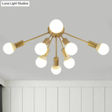 Modern Metal Sputnik Semi Flush Mount Ceiling Light – 8/12 Lights In White/Black/Gold For Living