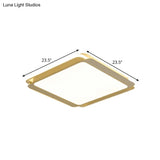 Modern Metal Square Ceiling Flush Mount Light - Led 18’/23.5’ W White Bedroom Lamp In Warm/White
