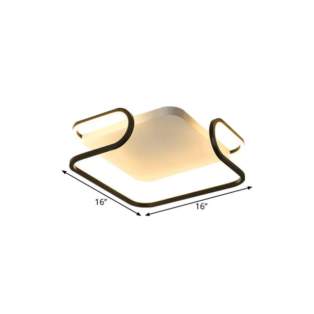 Modern Metal Square Flush Mount Led Ceiling Light (16/19.5) - Warm/White Bedroom Lighting