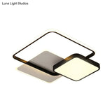 Modern Metal Square Led Ceiling Light Fixture In Gold/Black & White For Bedroom