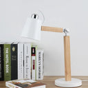 Modern Metal Tapered Desk Light: 1-Head Night Table Lamp In White/Black With Rotating Node White