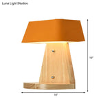 Modern Metal Trapezoid Wall Sconce With Wooden Backplate - White/Orange/Blue Light Fixture For
