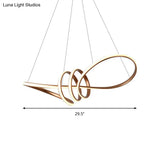 Modern Metal Twist Bar Dining Chandelier With Led Lighting Brown Finish