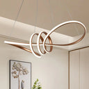 Modern Metal Twist Bar Dining Chandelier With Led Lighting Brown Finish / White