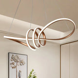 Modern Metal Twist Bar Dining Chandelier With Led Lighting Brown Finish / White