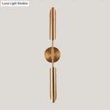 Modern Metal Wall Lamp Sconce With Brass Finish Led Lighting - Tube Up-Down Mount