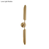 Modern Metal Wall Lamp Sconce With Brass Finish Led Lighting - Tube Up-Down Mount