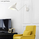 Modern Metal Wall Sconce With Angled Arm - Black/White Waveform Design For Bedroom Or Warehouse