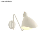 Modern Metal Wall Sconce With Angled Arm - Black/White Waveform Design For Bedroom Or Warehouse