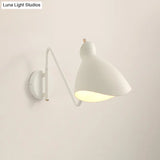 Modern Metal Wall Sconce With Angled Arm - Black/White Waveform Design For Bedroom Or Warehouse