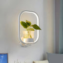 Modern Metal Wall Sconce With Artistic Loop Design And Clear Glass Plant Pot White / Third Gear