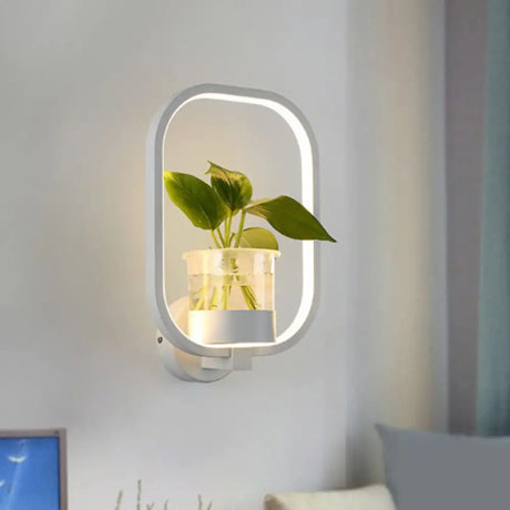 Modern Metal Wall Sconce With Artistic Loop Design And Clear Glass Plant Pot White / Third Gear
