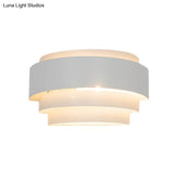 Modern Metal Wall Sconce With Etched Pattern - White Light For Living Room