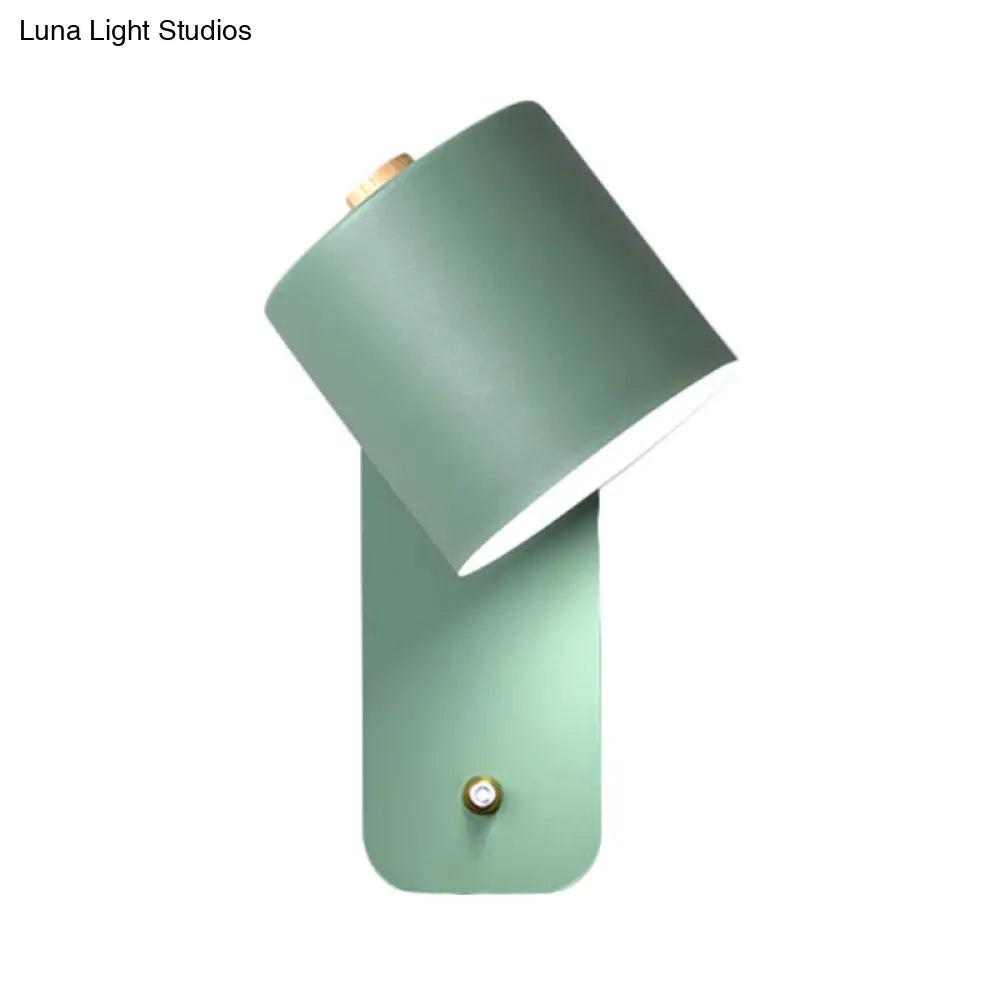 Modern Metal Wall Sconce With Grey/Green Tube Bulb And Rectangle Backplate