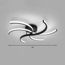 Modern Metal Windmill Ceiling Light In Black - Led Semi Flush Mount For Bedroom / 16 White