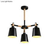 Modern Metal & Wood Trapezoid Shade Chandelier For Childrens Bedroom