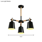 Modern Metal & Wood Trapezoid Shade Chandelier For Childrens Bedroom