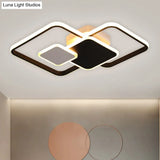 Modern Metallic Black/Gold Led Flush Mount Ceiling Light In Warm/White 22’/32.5’ Wide
