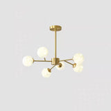 Modern Metallic Branch-Shaped Led Chandelier Pendant Light With Glass Sphere Shade 6 / Cream B