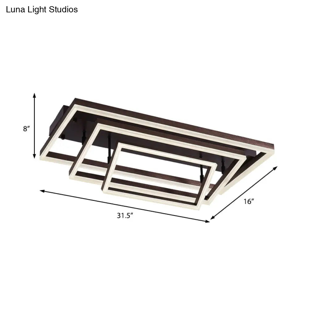 Modern Metallic Brown Semi Flush Mount Light In Warm/White/Neutral Tones