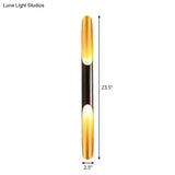 Modern Metallic Cylinder Wall Sconce - Mounted Light For Living Room 1/4-Bulb Yellow-Black Design