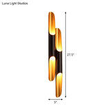 Modern Metallic Cylinder Wall Sconce - Mounted Light For Living Room 1/4-Bulb Yellow-Black Design